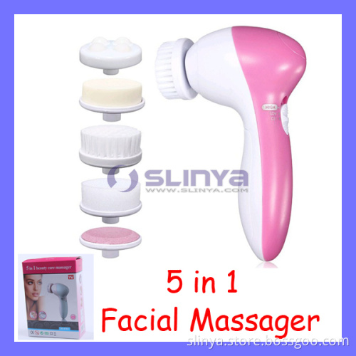 5 in 1 Electric Wash Face Care Kits Machine Facial Pore Cleaner Body Cleaning Massage Mini Skin Beauty Massager Brush (AE-8782)